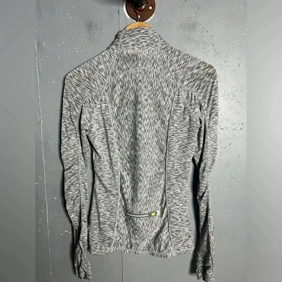 Athleta Mendoza 1/2 Zip Running Shirt Thumb Holes Space Dye Gray/Blue Sz XSmall - Picture 2 of 7